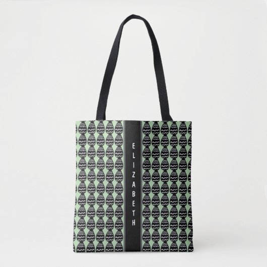 Tote Bag Super moderne vert et Motif noir (Devant)