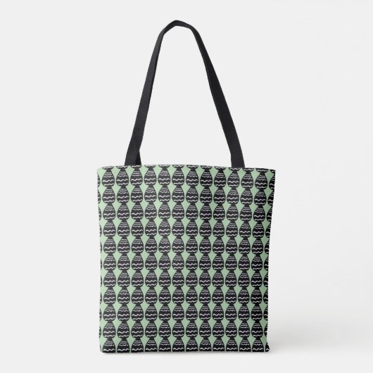 Tote Bag Super moderne vert et Motif noir (Dos)