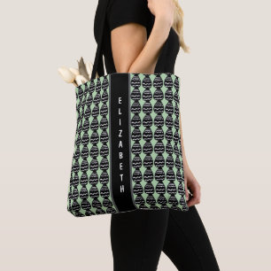 Tote Bag Super moderne vert et Motif noir