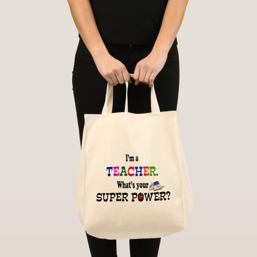 Tote Bag Super puissance enseignant (Devant (produit))