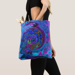 Tote Bag Super Retro Blue et Purple Swirl Abstrait