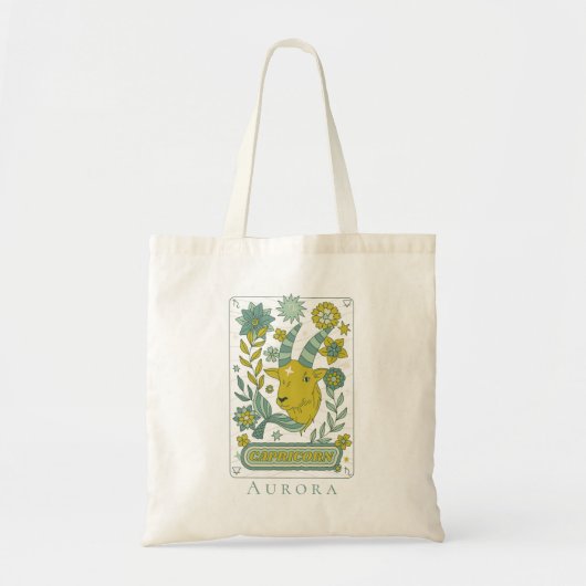 Tote Bag Super Retro Capricorne Horoscope Astrologie Vert (Devant)