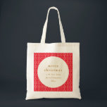 Tote Bag Super rouge rose rétro mignon Nom personnalisé Noë<br><div class="desc">Super rouge rose rétro mignon Personnalisé Joyeux Sac fourre-tout de Noël</div>