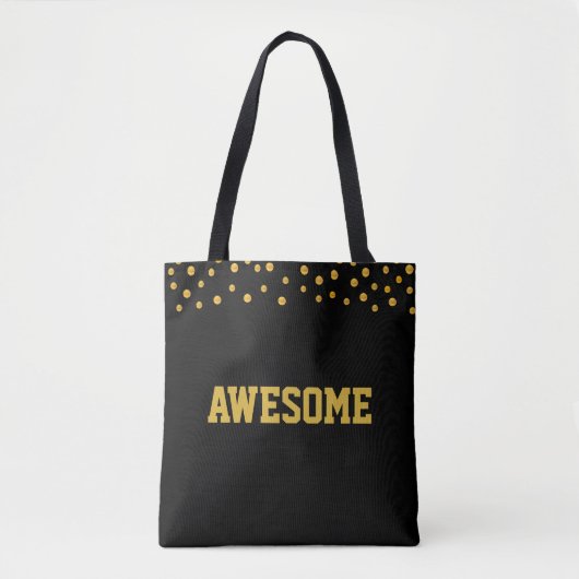 Tote Bag Superbe confetti doré sur fond noir (Devant)