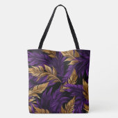 Tote Bag Superbe feuille florale violette et or grande Four (Dos)