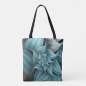 Tote Bag Superbe fleur turquoise fractale  (Dos)