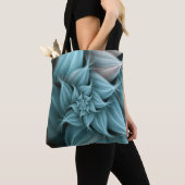 Tote Bag Superbe fleur turquoise fractale  (De près)