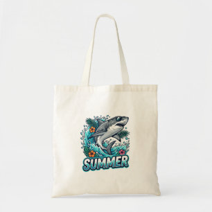 Tote Bag Superbe Grand Requin Blanc Sautant - animal d'été