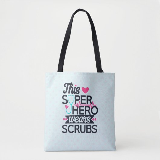 Tote Bag Superbe infirmière Superhero dire la typographie (Devant)