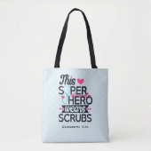 Tote Bag Superbe infirmière Superhero dire la typographie (Devant)