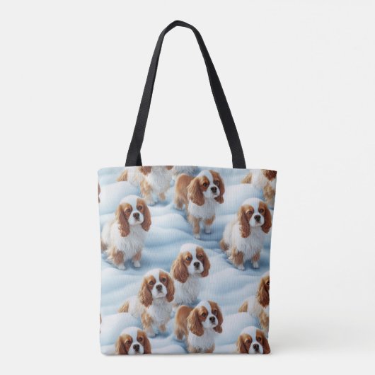 Tote Bag Superbes spaniels cavaliers Enchantés Neige d'hive (Dos)