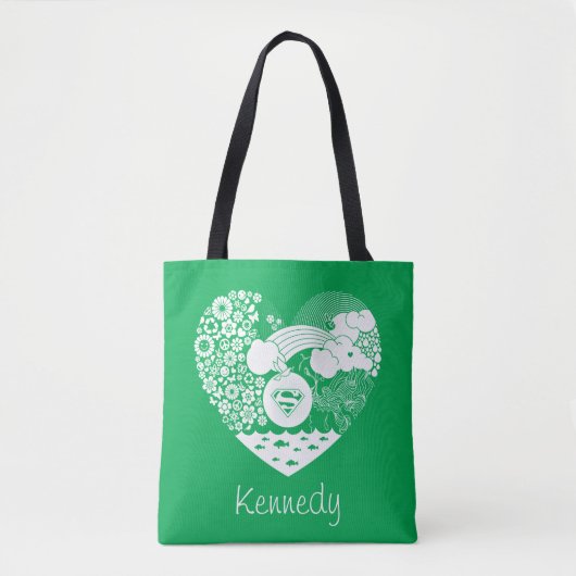 Tote Bag Supergirl Floral Peace Heart Graphisme (Devant)
