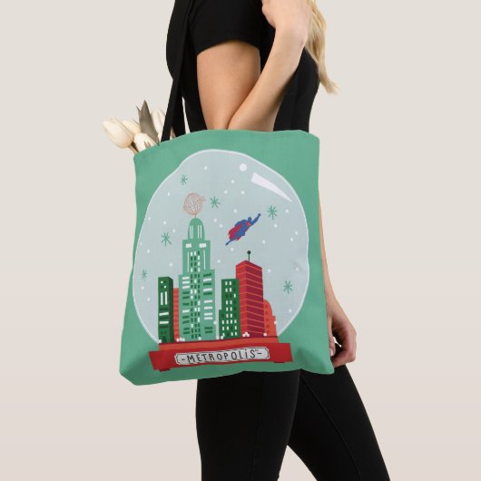 Tote Bag Superman Metropolis Globe des neiges (De près)