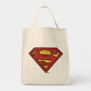 Tote Bag Superman S-Shield Logo Grunge Black Outline