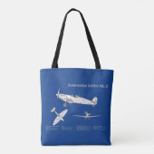 Tote Bag Supermarine Spitfire - Plan d'avion ABD (Dos)