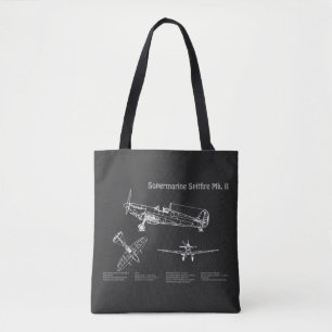 Tote Bag Supermarine Spitfire - Plan directeur de l'avion P