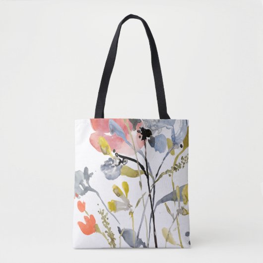 Tote Bag Superposition de fleurs - Aquarelle Fleurs pastel (Devant)