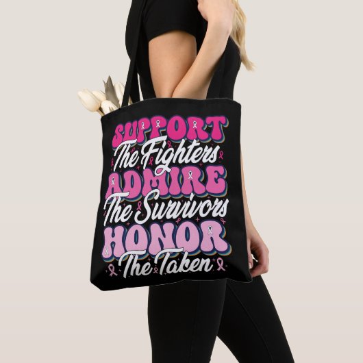 Tote Bag Support en ruban rose Admirez la sensibilisation a (De près)