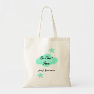 Tote Bag Sur un nuage neuf nuages pastel vert étoile enterr