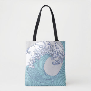 Tote Bag Surf asiatique japonais Vague Art Ocean Art