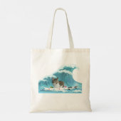 Tote Bag Surf Kitty Grey Tabby roule à la vague (Dos)