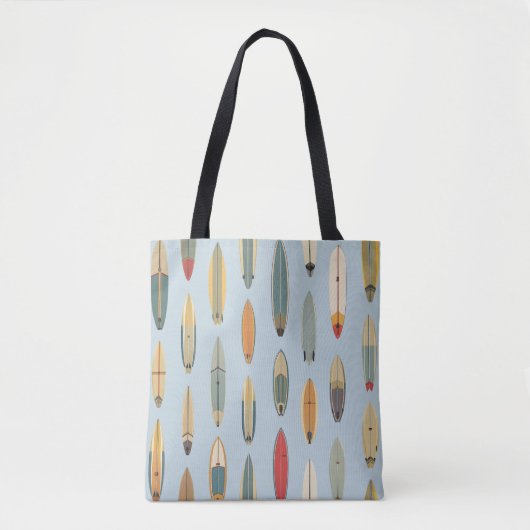 Tote Bag Surf Life - Retro Coastal Blue Surfboard Print (Devant)