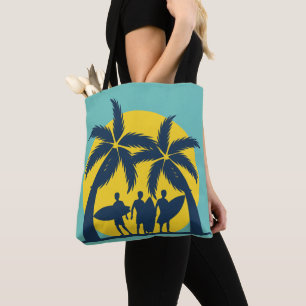 Tote Bag Surf soleil et palmiers surf cool