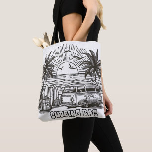 Tote Bag Surf tropical Van Coloring