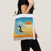 Tote Bag Surfer Dude Sunset Vintage (De près)