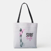 Tote Bag Surfer Girl Rose Surfboard Surf Art (Dos)