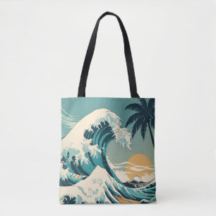 Tote Bag Surf's Up Retro Wave Design Classic California