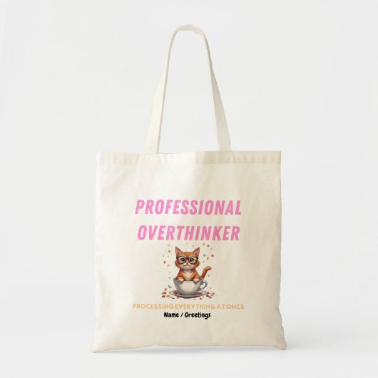 Tote Bag Surpenseur Professionnel Humour de Chat Relatable (Devant)
