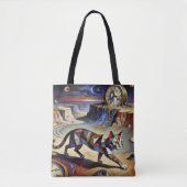 Tote Bag Surreal Cat Melting Clocks Dali Picasso Inspired (Devant)