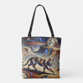 Tote Bag Surreal Cat Melting Clocks Dali Picasso Inspired (Dos)
