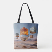Tote Bag Surreal Floating Cubes And Reflective Sphere (Dos)