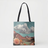 Tote Bag Surreal Floral Mountainscape With Dramatic Clouds (Devant)