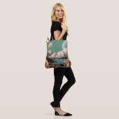 Tote Bag Surreal Mountain Landscape with Planets and Clouds (Sur le modèle)