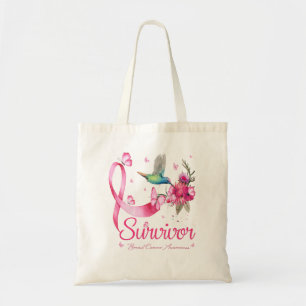 Tote Bag Survivant Hummingbird Ribbon Cancer du sein