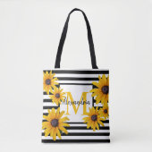 Tote Bag Suzanne Monogram Jaune Noir Bande (Devant)