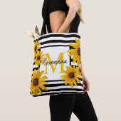 Tote Bag Suzanne Monogram Jaune Noir Bande (De près)