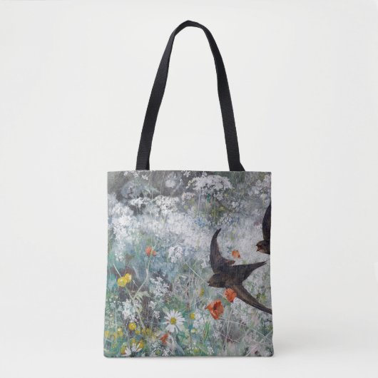 Tote Bag Swallow and Flower Field, Bruno Liljefors (Devant)