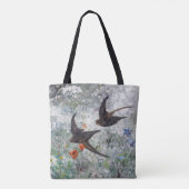 Tote Bag Swallow and Flower Field, Bruno Liljefors (Dos)