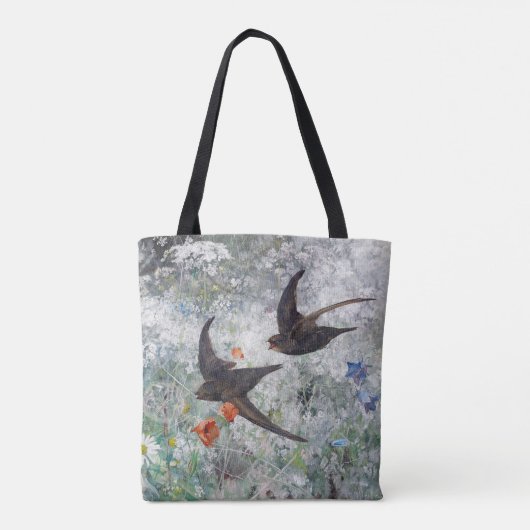 Tote Bag Swallow and Flower Field, Bruno Liljefors (Dos)