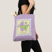 Tote Bag Sweet Dreams Baby Carriage Lavender Monogrammed (De près)