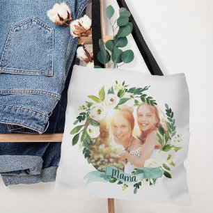Tote Bag Sweet Greenery Wreath Mama Photo
