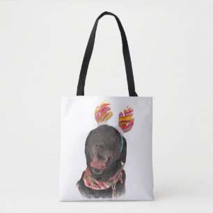 Tote Bag Sweet Happy Holiday Black Labrador Retriever Dog