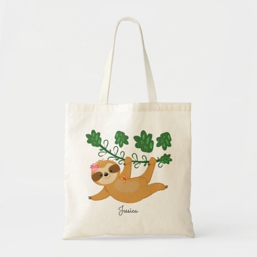 Tote Bag Sweet Little Girly Sloth Nom personnalisé (Devant)