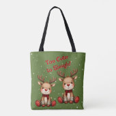 Tote Bag Sweet Reindeer Pair in Holiday Snowfall (Dos)