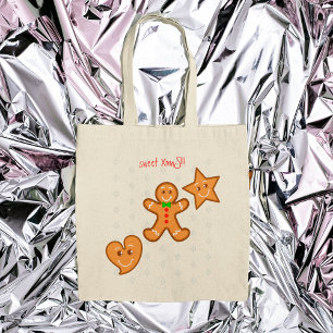 Tote Bag sweet XmaS Gingerbread Pals-Candy Cane Custom Text