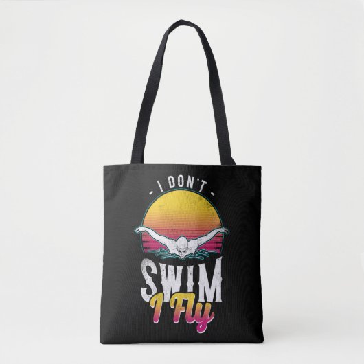 Tote Bag Swimmer Je ne nage pas Je vole papillon nager (Devant)